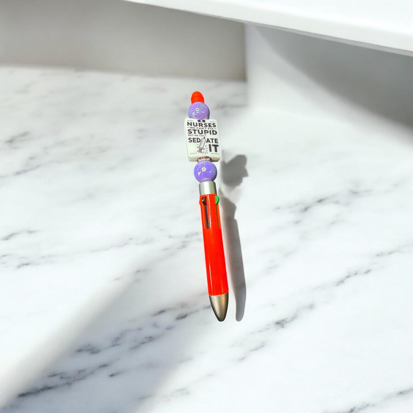 ✨ Funny Nursing Pen – "We Can't Fix Stupid, But We Can Sedate It"  4-1 MultiColour Ballpoint Pen  ✨