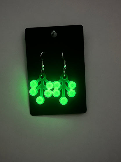 LEGO® GLOW in the Dark Trees on Hook-Drop Earrings