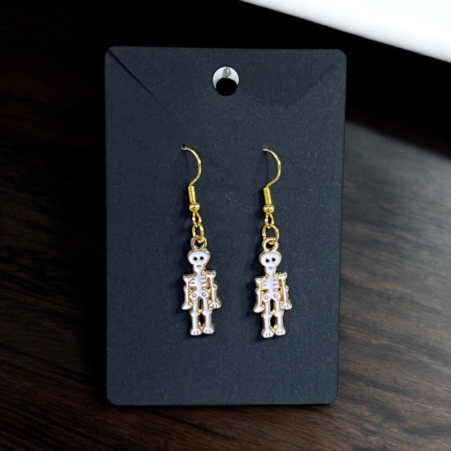 HALLOWEEN Skeleton - Gold Plated Drop-Hook Earrings