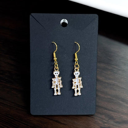 HALLOWEEN Skeleton - Gold Plated Drop-Hook Earrings
